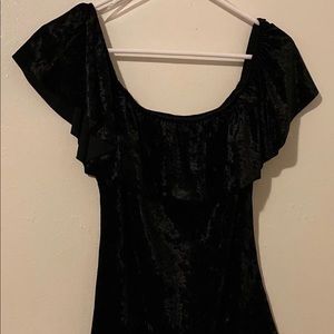 Velvet off-the-shoulders bodysuit